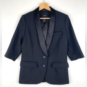 Smythe Silk Lapel 3/4 Sleeve Bunched Wool Blazer